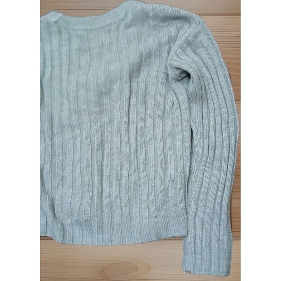 SO Gray Ribbed Cropped Cardigan Sweater Juniors M Y2K Preppy Grunge Button Up - Picture 7 of 9